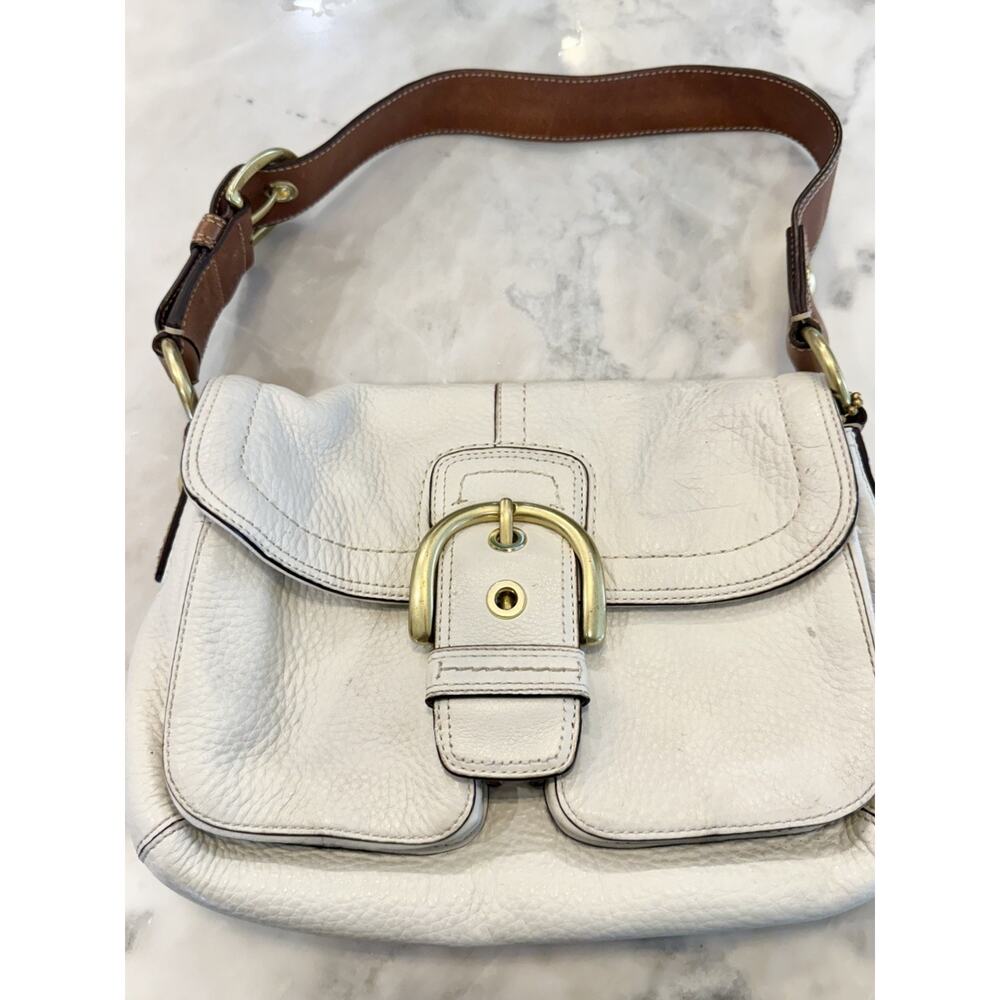 RARE Vintage Y2K Coach Soho Signature Leather Flap Shoulder Bag - Picture 5 of 16